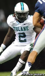 Freshman defensive back Darion Monroe had a career-high 12 solo tackles in Tulane's game against Ole Miss on Saturday in the Mercedes-Benz Superdome.