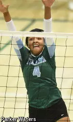 Making her first collegiate start, freshman middle blocker Maggie Singleton had two kills, a pair of blocks and a dig on Sunday against Tulsa.