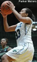 Freshman guard Courntie Latham goes up for two of her career-high and team-leading 12 points during Wednesday's 56-44 Conference USA win over North Texas.
