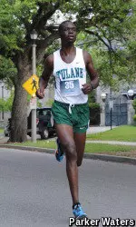 Moses Aloiloi, a freshman who is redshirting for the track and field team this season, finished first at the Tulane Athletics 5K on Saturday
