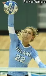 Freshman right-side hitter Sarah Ray had a team-high 18 kills and committed just one attack error in 29 swings on Saturday against Coppin State.