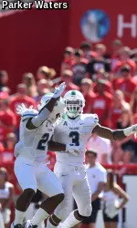 <b>Dante Butler celebrates with Sherman Badie after the 86-yard touchdown run</b>