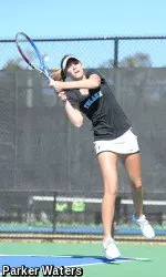 Emily Dvorak is now 2-0 in singles play after a straight-set victory on Saturday.