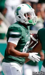 Senior wide receiver Justyn Shackleford had five catches for 62 yards - including the first touchdown in Yulman Stadium history - on Saturday afternoon against Georgia Tech.