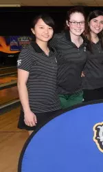 Sophomore Michelle Ng (far left) had another solid showing during the final day of the Allstate Sugar Bowl Collegiate Bowling Invitational