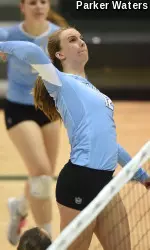 Freshman middle blocker Dayna Kern hit .438 with eight kills and just one error in 16 swings, and added a match-high six blocks (1 solo, 5 assists) on Sunday against Memphis.