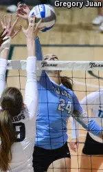 Junior middle blocker Sarah Strasner and the Green Wave will play host to American Athletic Conference opponents Temple and UConn over the weekend inside Avron B. Fogelman Arena in Devlin Fieldhouse.