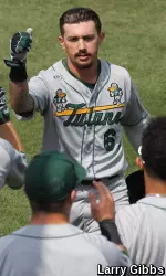 Sophomore Lex Kaplan hit his third home run of the season on Sunday