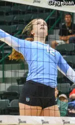 Freshman middle blocker Dayna Kern and the Green Wave had a learning experience on Saturday after dropping matches to North Carolina State and TCU .