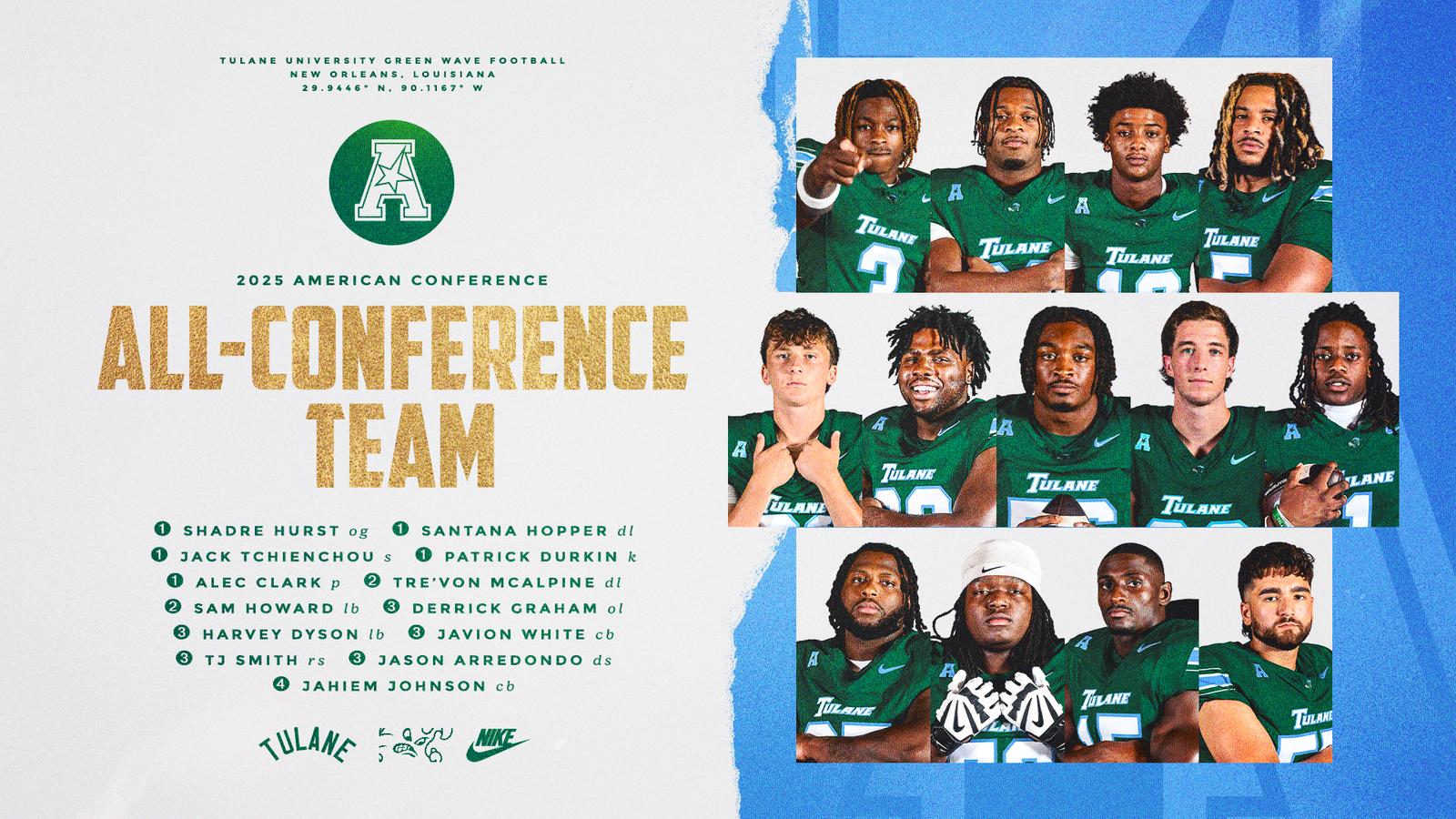 All Conference Team Football Places League-High 13 on American All-Conference Teams ...