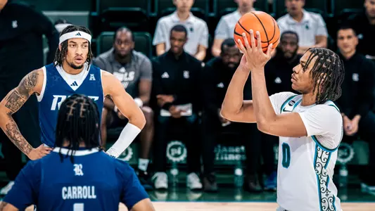 Tyler Ringgold shooting a free throw against Rice on February 22.