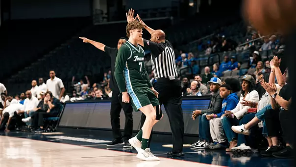 Rowan Brumbaugh celebrates against Memphis in the first round of the American Championship.