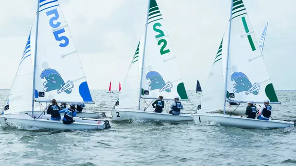 Tulane sailing competing on Lake Pontchartrain.