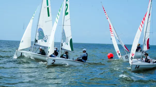 Tulane sailing competes on the waters of Lake Pontchartrain.