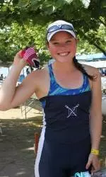 Madeline Lyons and her lucky sock.