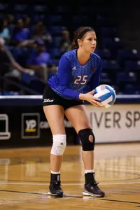 Pardo hitting a volleyball