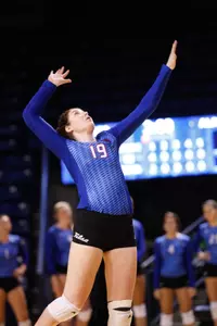 Reeve hitting a volleyball