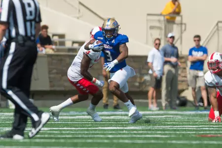 Tulsa's running back Shamari Brooks (3) - New Mexico vs TU -  BRETT ROJO/For the University of Tulsa