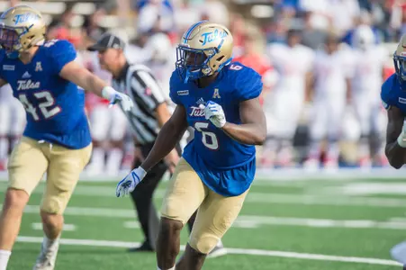 Tulsa's linebacker Diamon Cannon (6) Houston vs TU - BRETT ROJO/For the University of Tulsa