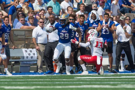 Tulsa's wide receiver Justin Hobbs (29) - New Mexico vs TU - BRETT ROJO/For the University of Tulsa