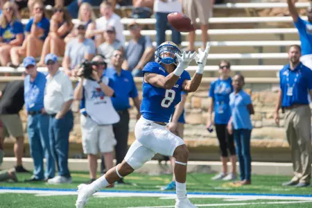 Tulsa's wide receiver Keenen Johnson (8) - New Mexico vs TU -  BRETT ROJO/For the University of Tulsa