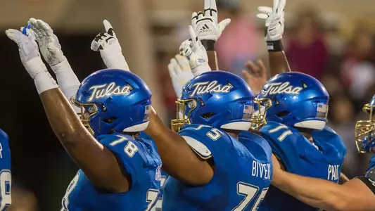 Tulsa offensive linemen signal touchdown