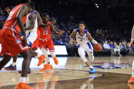 Isaiah Hill playing basketball
