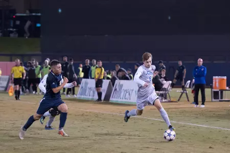 Chase Bromstedt kicking a soccer ball