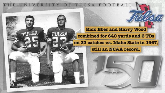 1967 - Tulsa receivers Rick Eber and Harry Wood surpass 600 yards receiving