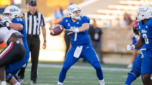 Tulsa Golden Hurricane quarterback Davis Brin (7) BRETT ROJO/For the University of Tulsa
