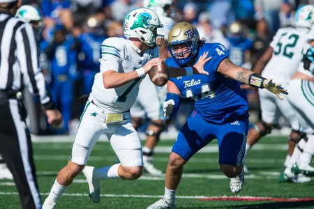 Tulsa Golden Hurricane defensive lineman Joseph Anderson (44) BRETT ROJO/For the University of Tulsa