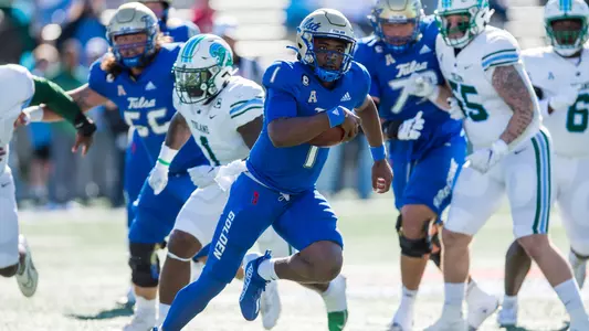 Tulsa Golden Hurricane quarterback Braylon Braxton (1) BRETT ROJO/For the University of Tulsa