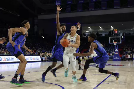 Tulsa guard #14 Anthony Pritchard - Tulsa vs. Memphis in the Donald W. Reynolds Center on 1/29/2023