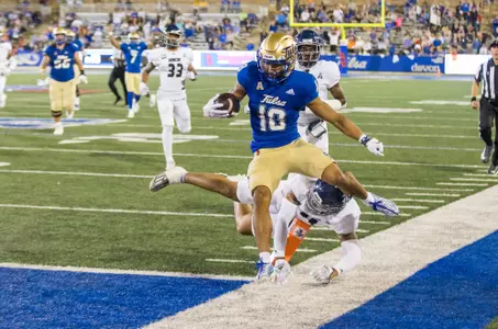 Tulsa Golden Hurricane wide receiver Kamdyn Benjamin (18) BRETT ROJO/For the University of Tulsa