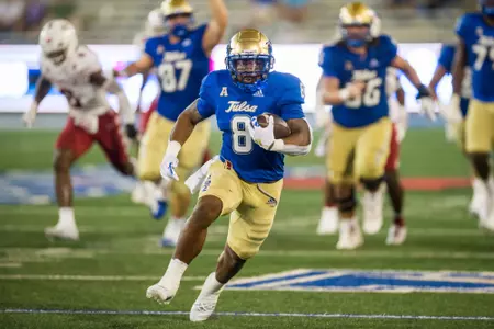 Tulsa Golden Hurricane running back Tahj Gary (8) BRETT ROJO/For the University of Tulsa