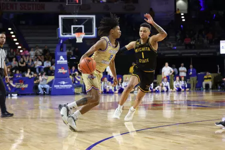 Guard #4 Tyshawn Archie / Tulsa vs Wichita State on Jan. 31, 2024 in the Donald W. Reynolds Center