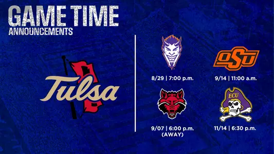 Kickoff Times Set for Four Tulsa Football Games - Tulsa