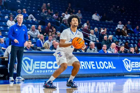 Jaylen Lawal prepares to shoot against Missouri State