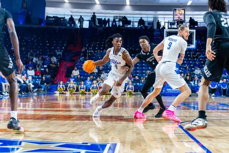 Myles Rigsby drives against Missouri State
