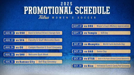 2025 Women's soccer promo schedule