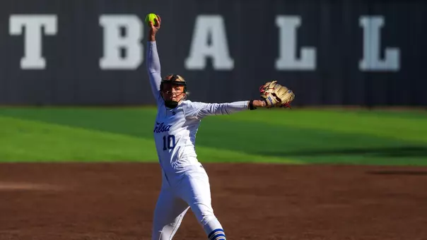Maura Moore delivers a pitch against Pitt