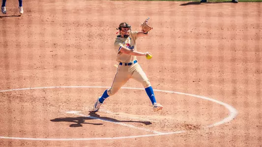Maura Moore delivers a pitch against USF