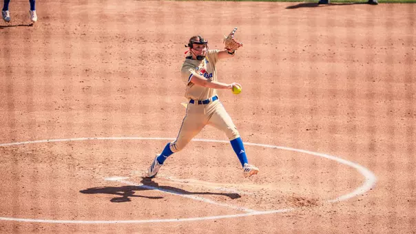 Maura Moore delivers a pitch against USF