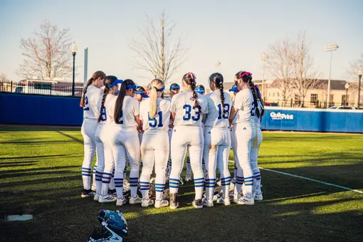 Tulsa softball huddles before facing Nebraska
