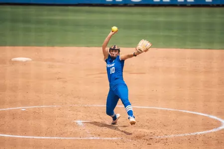 Maura Moore delivers a pitch against UAB