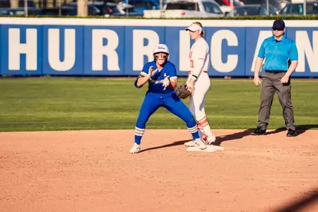 Claira Skaggs celebrates a double against Oklahoma State