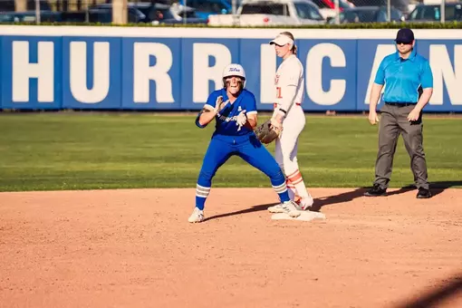Claira Skaggs celebrates a double against Oklahoma State