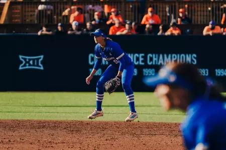 Preslee Ray plays shortstop against Oklahoma State
