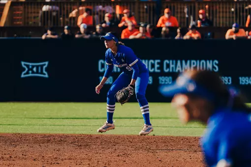 Preslee Ray plays shortstop against Oklahoma State