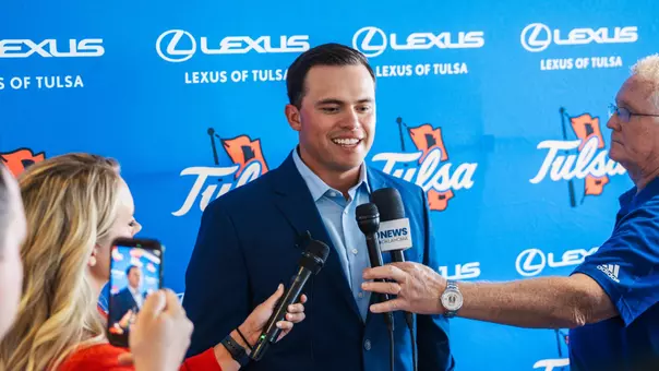 DJ Gasso talks to the media at his introductory press conference